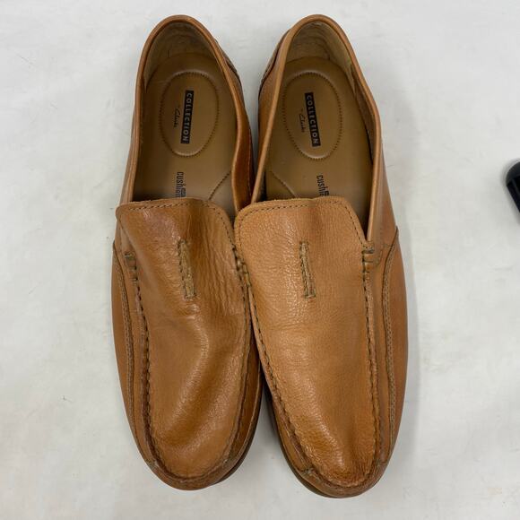 Clarks Tan/Carmel Leather Slip On Loafer Mocs Driver Shoes Mens Size 13 - Picture 4 of 7